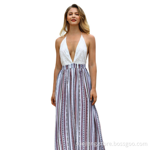 Women Sexy Beach Spaghetti Strap Deep V-neck Dress
